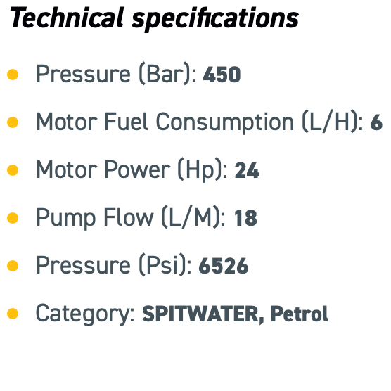 Spitwater Petrol Base Plate Pressure Cleaner (6526 PSI at 18 LPM)