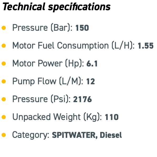 Spitwater Diesel Pressure Cleaner (2176 PSI at 12 LPM)