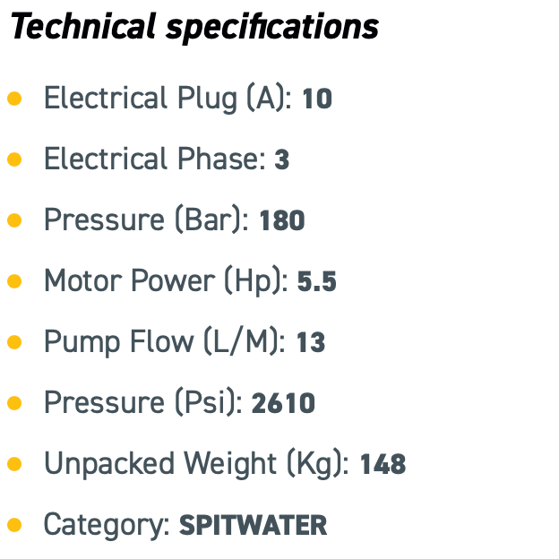 Spitwater Hot Water Electric Pressure Cleaner (2610 PSI at 13 LPM)