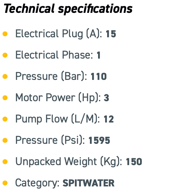 Spitwater Hot Water Electric Pressure Cleaner (1595 PSI at 12 LPM)