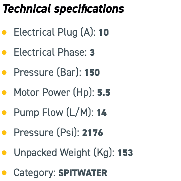 Spitwater Hot Water Electric Pressure Cleaner (2176 PSI at 14 LPM)