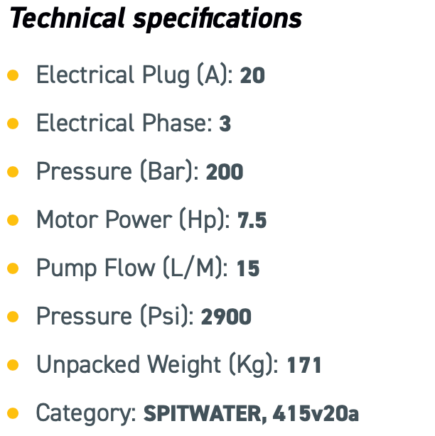 Spitwater Hot Water Electric Pressure Cleaner (2900 PSI at 15 LPM)