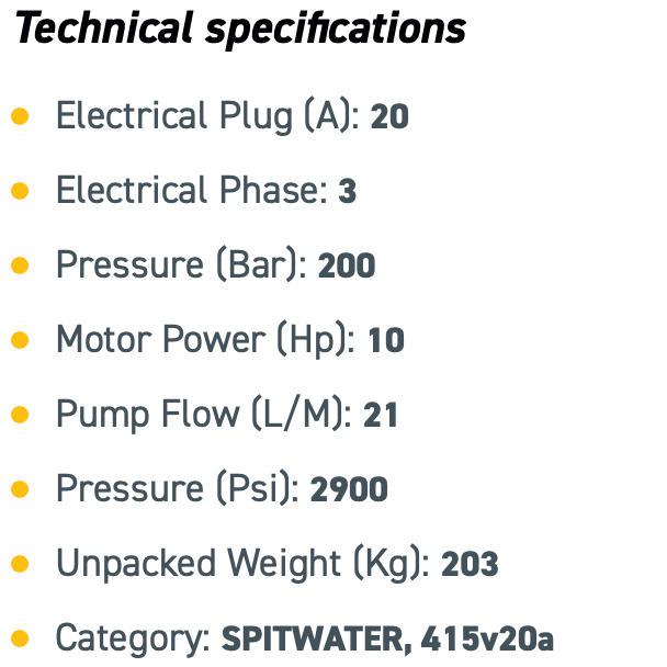 Spitwater Hot Water Electric Pressure Cleaner (2900 PSI at 21 LPM)