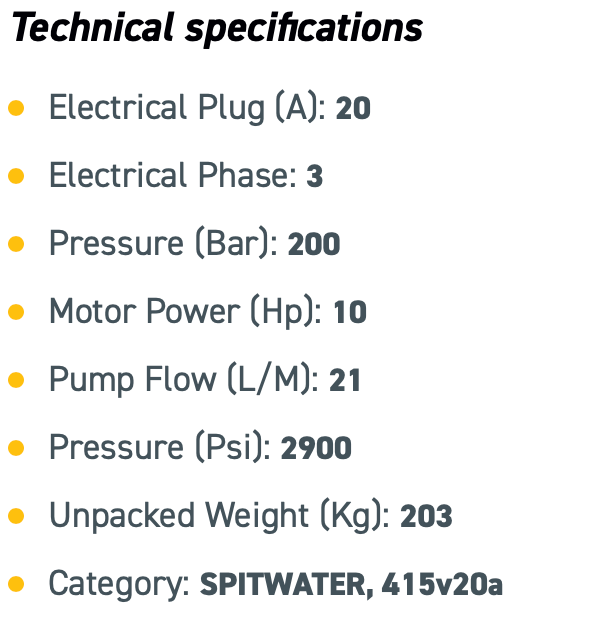 Spitwater Hot Water Electric Stainless Pressure Cleaner (2900 PSI at 21 LPM)