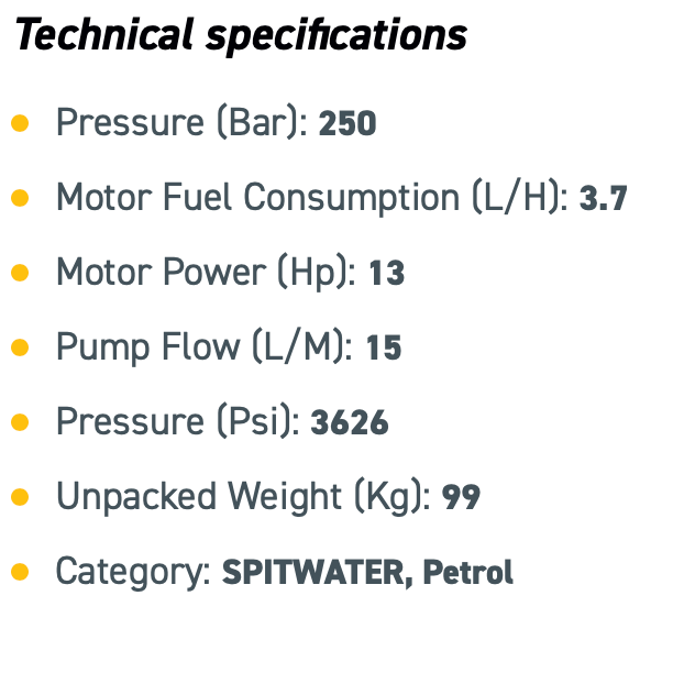 Spitwater Petrol Pressure Cleaner (3626 PSI at 15 LPM)