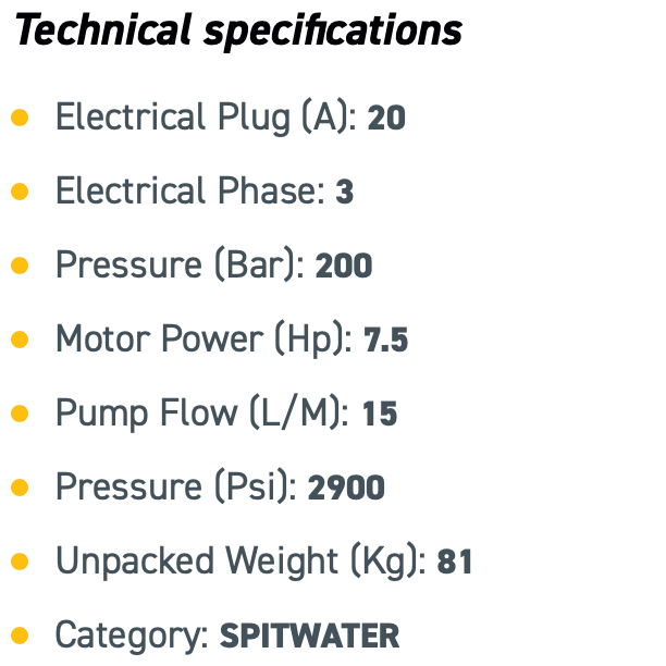 Spitwater Electric Pressure Cleaner (2900 PSI at 15 LPM)